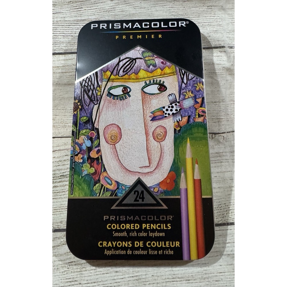 Prismacolor 24 Colored Pencils Open Tin Smooth Color Unused Tub18